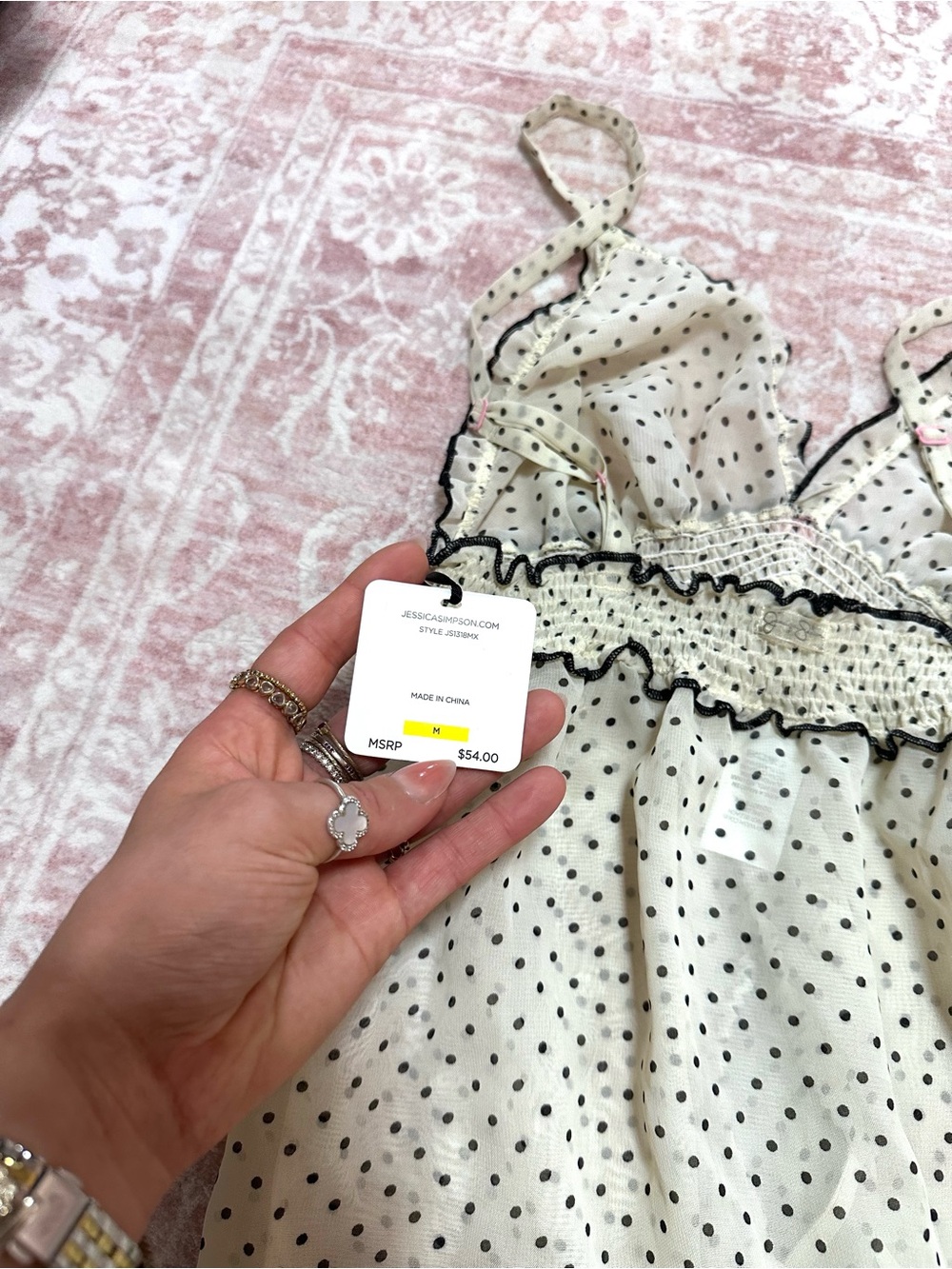 NWT 🖤 Set Polka Dot Nighty By Jessica Simpson - Picture 8 of 10